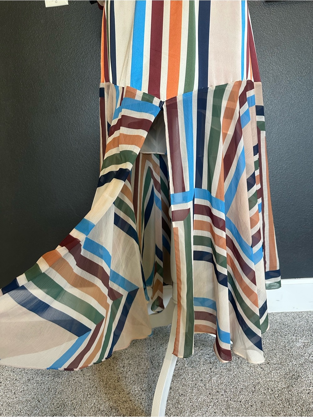 MISA Los Angeles Striped Cold Shoulder Maxi Dress Boho Resort Vacation - Picture 6 of 12